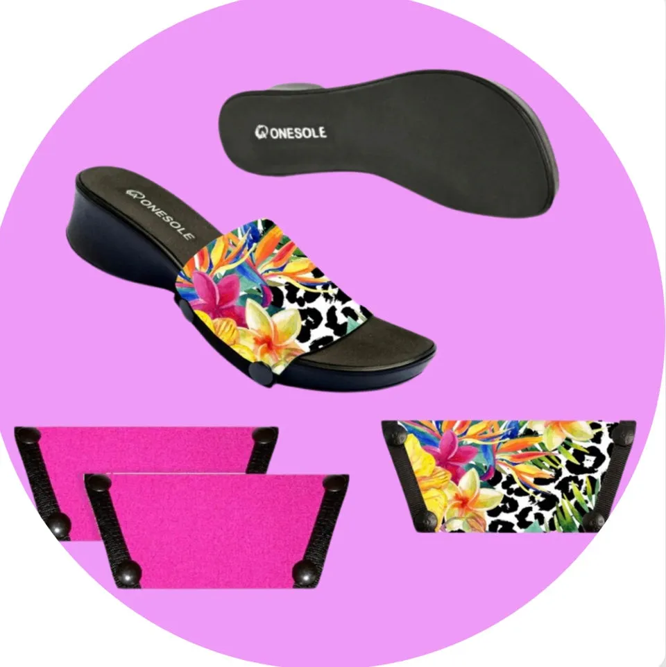 * Black Leisure Floral Leopard Shoe Set sizes 5-13