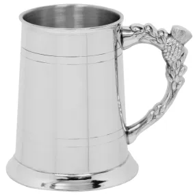 1 Pint* Pewter Beer Mug Tankard With Scottish Thistle Handle