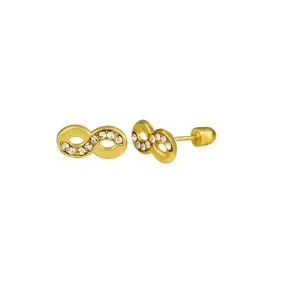 14E00064. - 14 Karat Yellow Gold Infinity CZ Screw Back Stud Earring