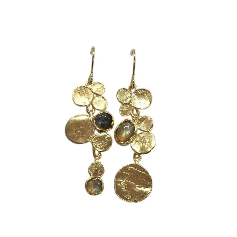 18ct Gold Vermeil & Labradorite Asymmetrical Earrings