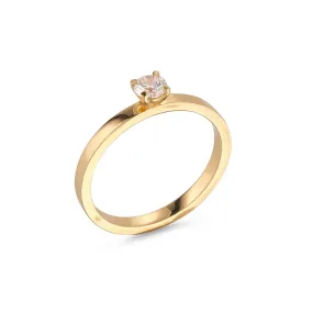 18kt Gold Classic Solitaire Natural Diamond Ring