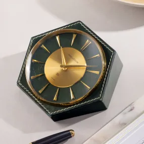 1960s Jaeger Le Coultre by Hermès Leather Desk Clock with Provenance