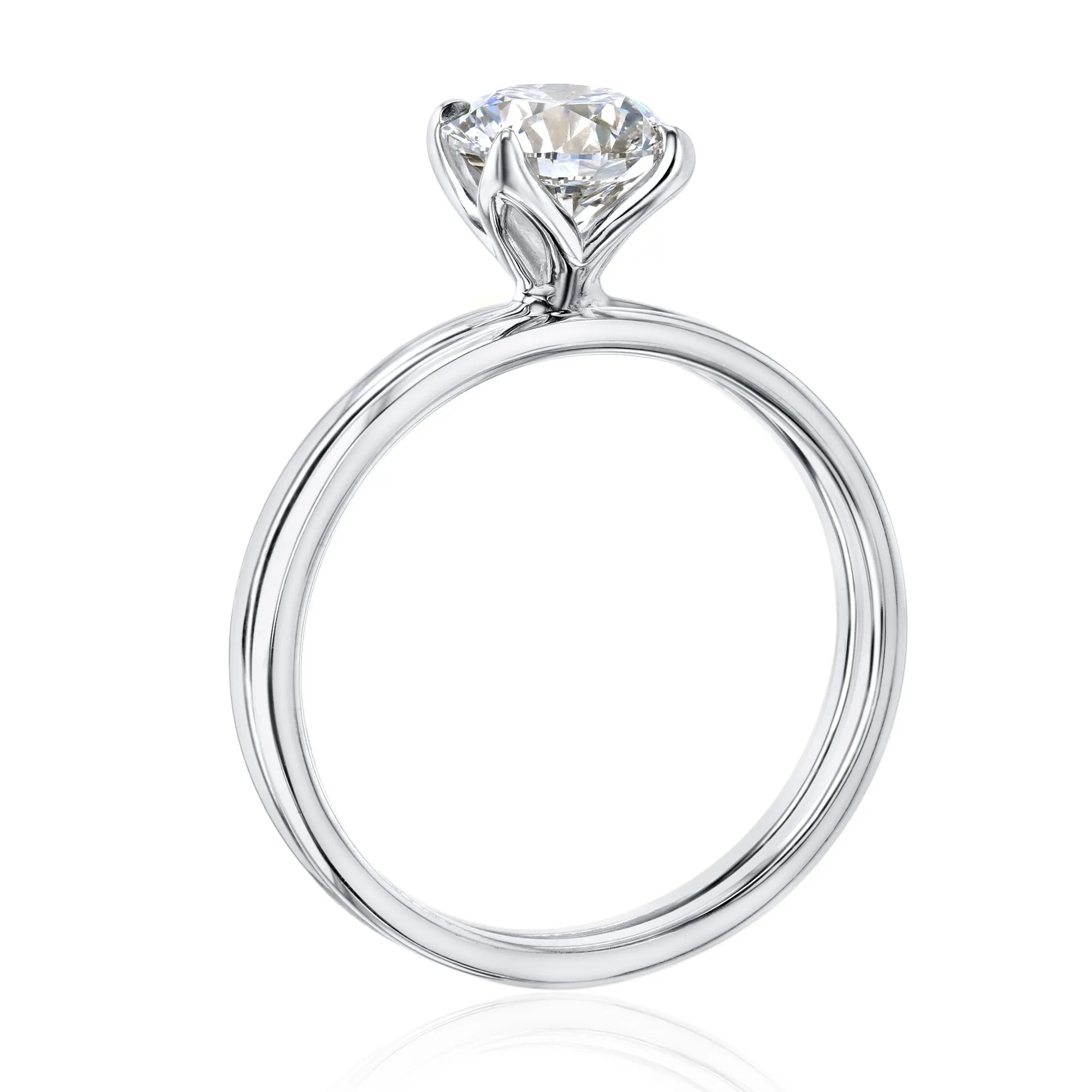 1ct Round Floating Tulip Solitaire Bridal Set (Certified)