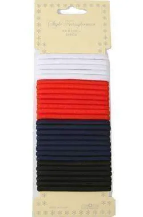 27pcs Ponytail Holders Black, White, Navy & Red