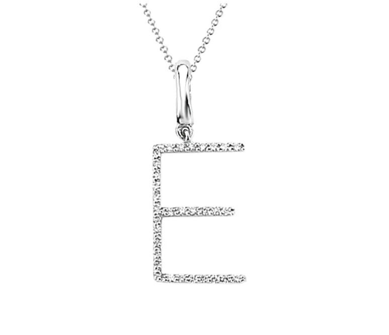 9ct White Diamond Initial E Pendant