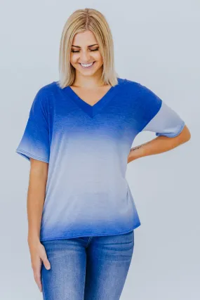 Against The Wind Ombre Top in Navy