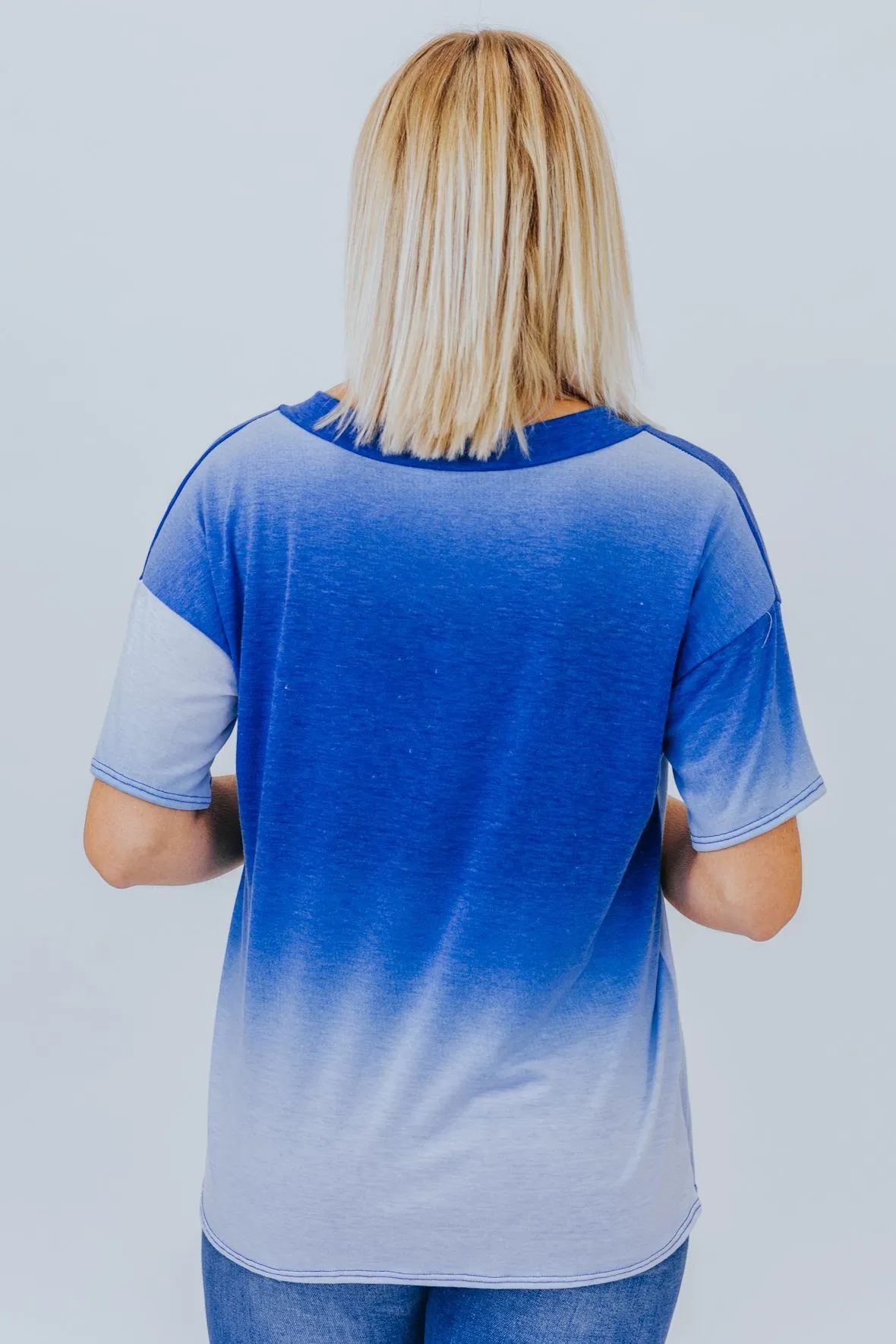 Against The Wind Ombre Top in Navy