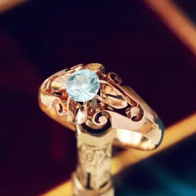 Antique Hand Carved Rose Gold Topaz Ring