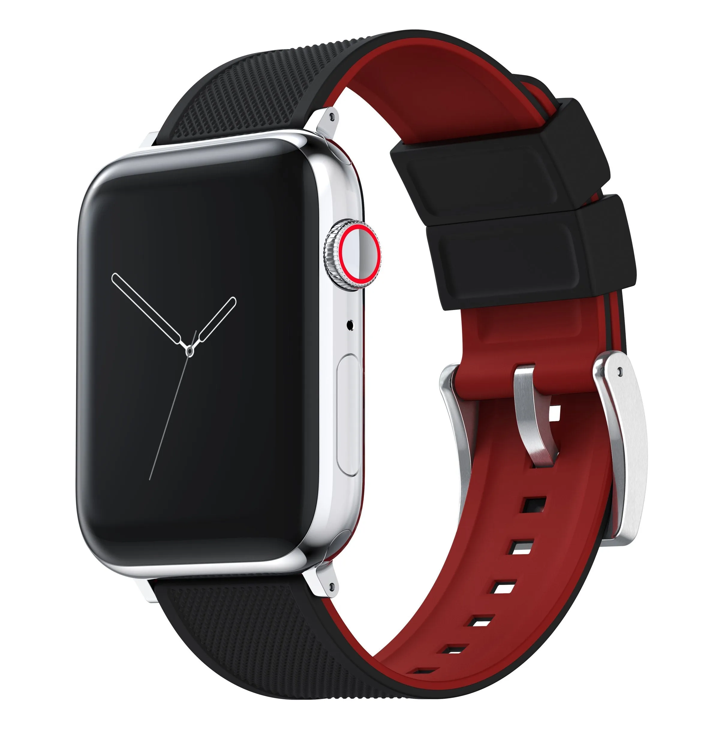 Apple Watch Elite Silicone Black Top Crimson Red Bottom Watch Band