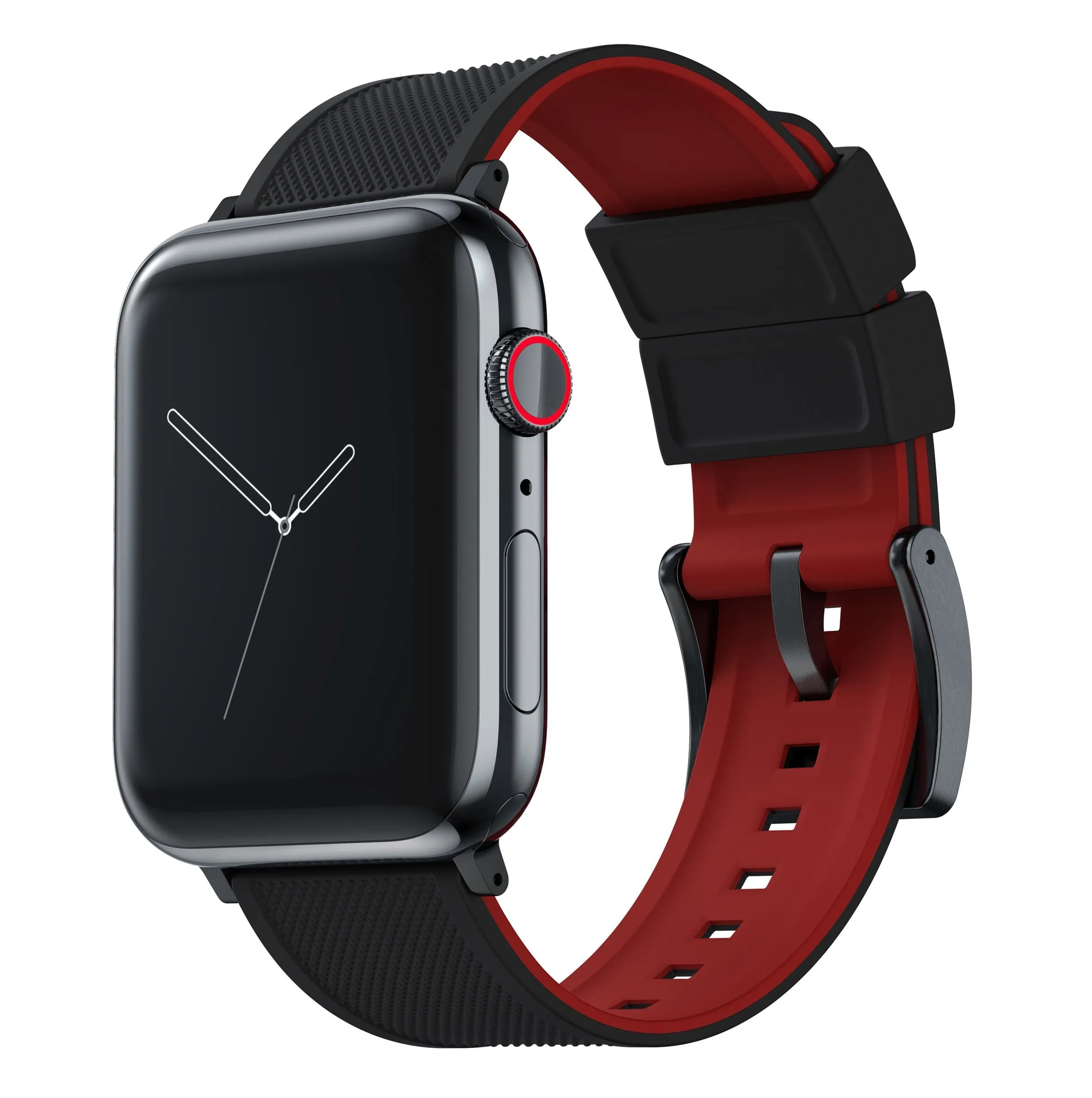 Apple Watch Elite Silicone Black Top Crimson Red Bottom Watch Band