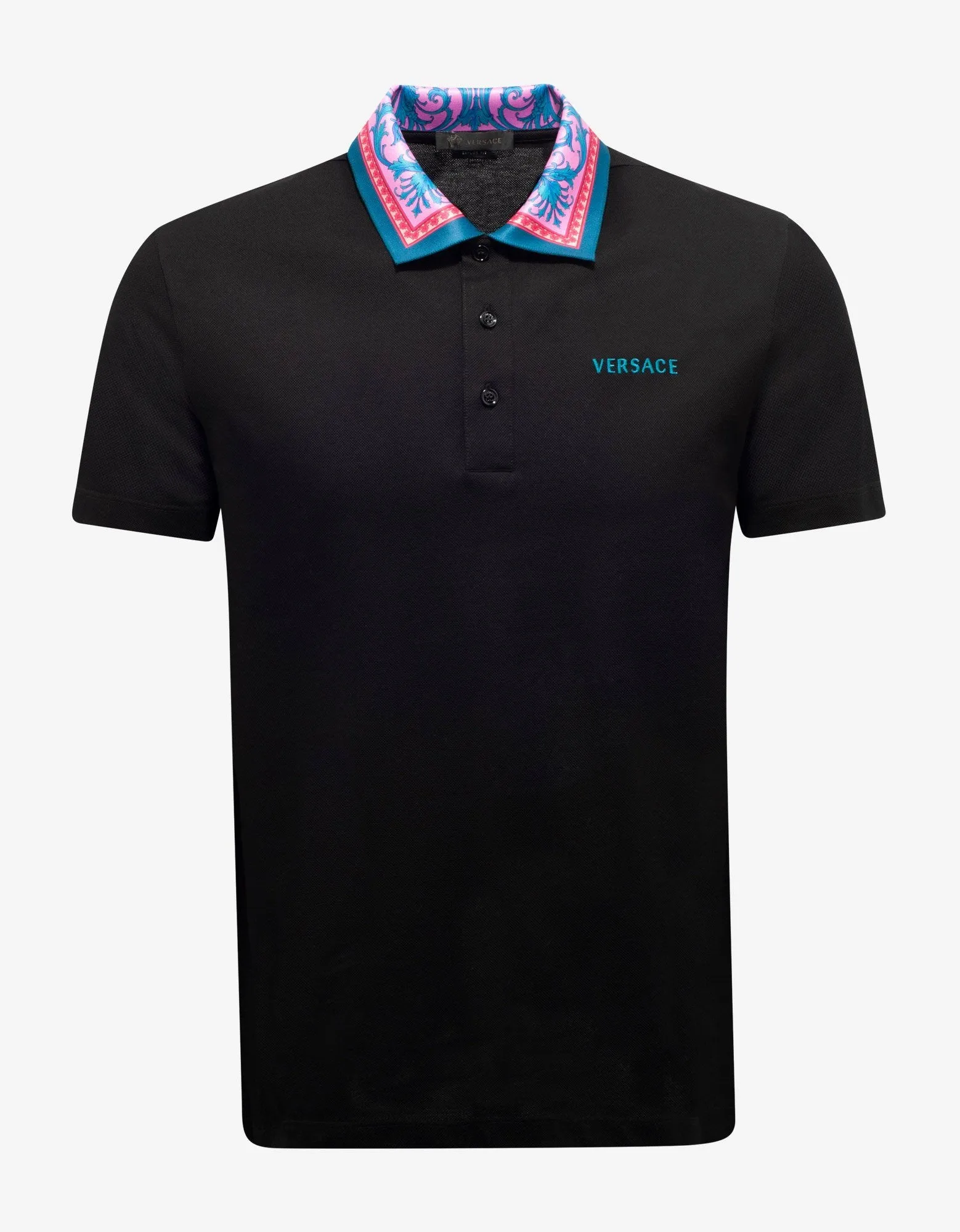 Black Barocco Collar Polo T-Shirt -