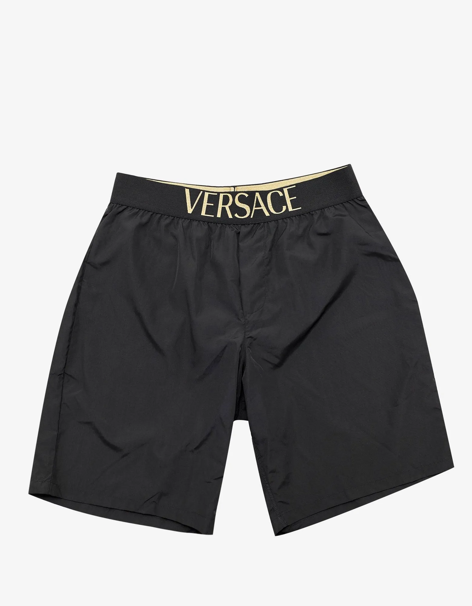 Black Logo Band Long Swim Shorts