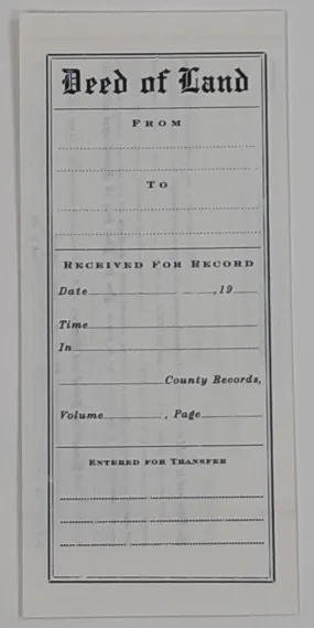 Boardwalk Empire: Deed Of Land County Record (Blank)