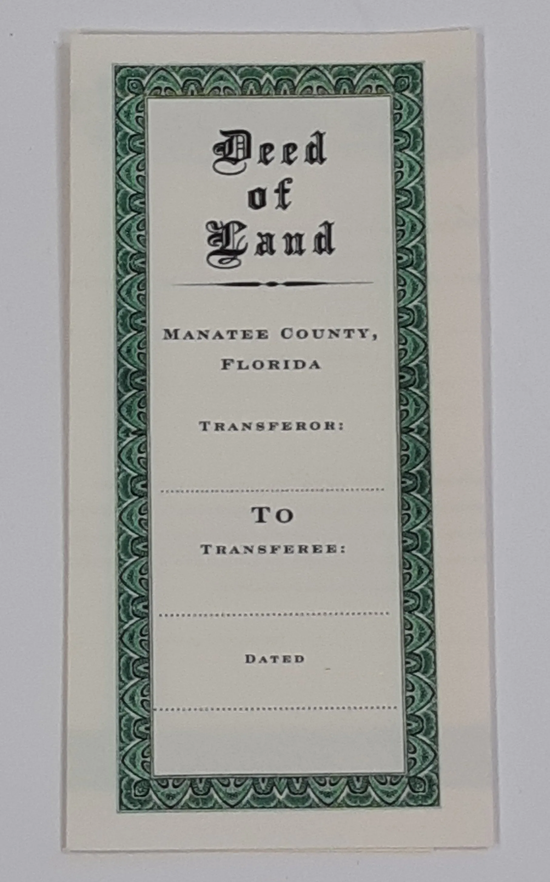 Boardwalk Empire: Deed Of Land Manatee County, Florida Record