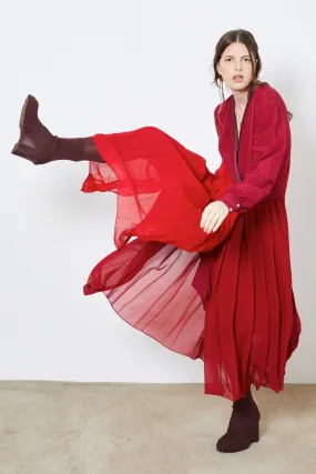 BRODGAR red - silk pleated cocktail dress