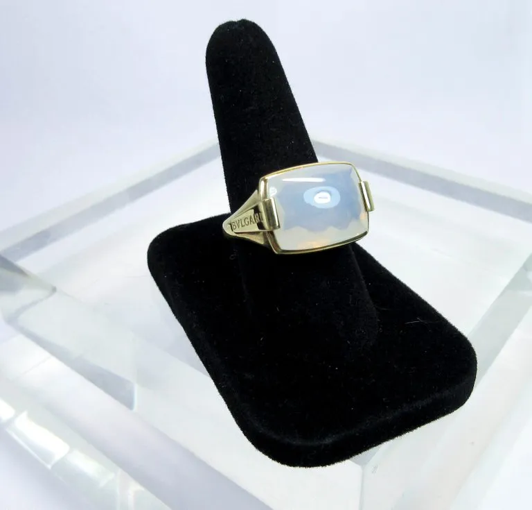 BVLGARI 18 Karat Yellow Gold and Opal Ring Size 8 1/2