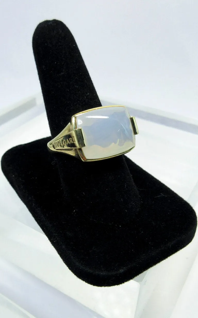 BVLGARI 18 Karat Yellow Gold and Opal Ring Size 8 1/2