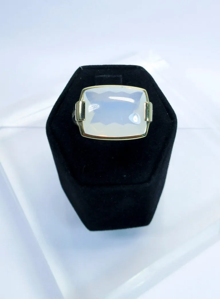 BVLGARI 18 Karat Yellow Gold and Opal Ring Size 8 1/2