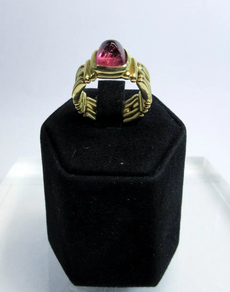 BVLGARI 18 Karat Yellow Gold Sugar Loaf Tourmaline Ring Size 5 1/2