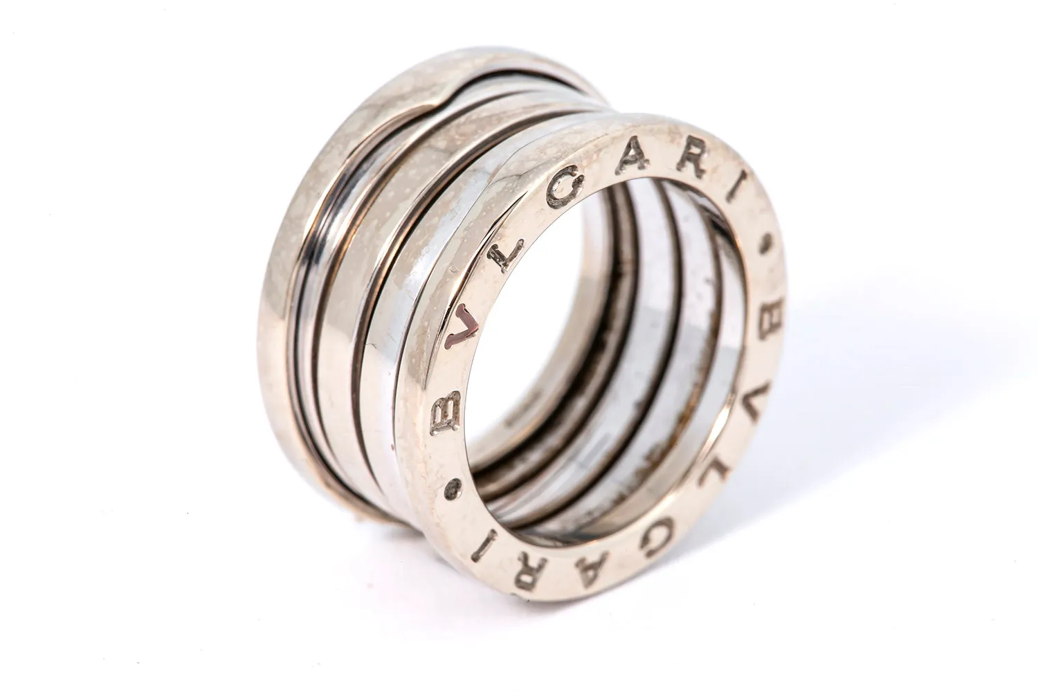 Bvlgari B.Zero1 Stretch Band 18K 750 White Gold Bulgari Ring S 51 US 5 3/4