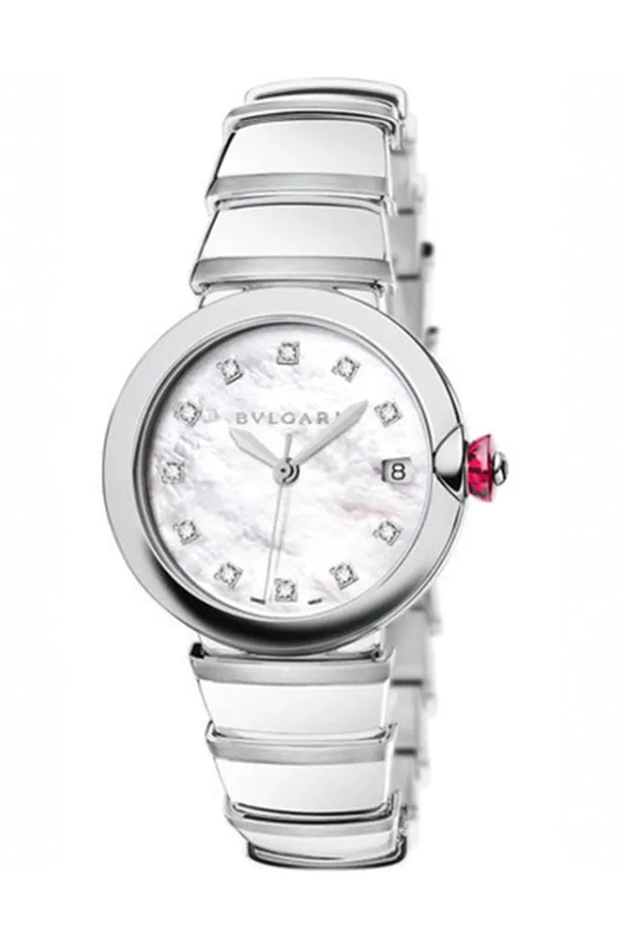 Bvlgari Lvcea Stainless Steel Case 36mm White Mother-Of-Pearl Dial Steel Bracelet Watch LU36WSSD/11