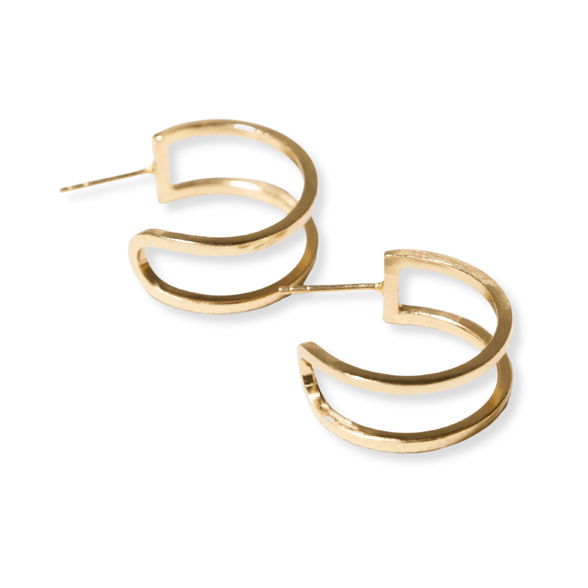 Celine Thick Double Bar Hoop Earrings Brass