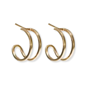 Celine Thick Double Bar Hoop Earrings Brass