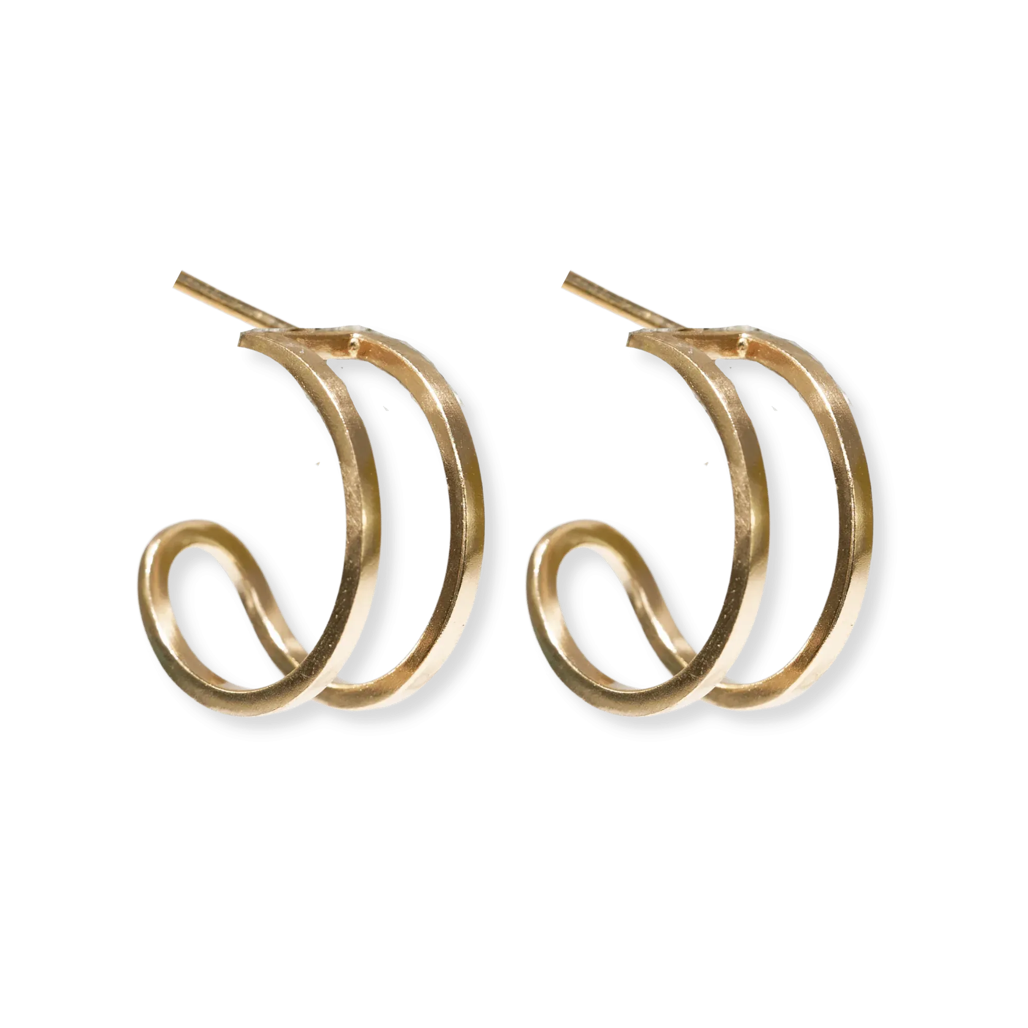 Celine Thick Double Bar Hoop Earrings Brass