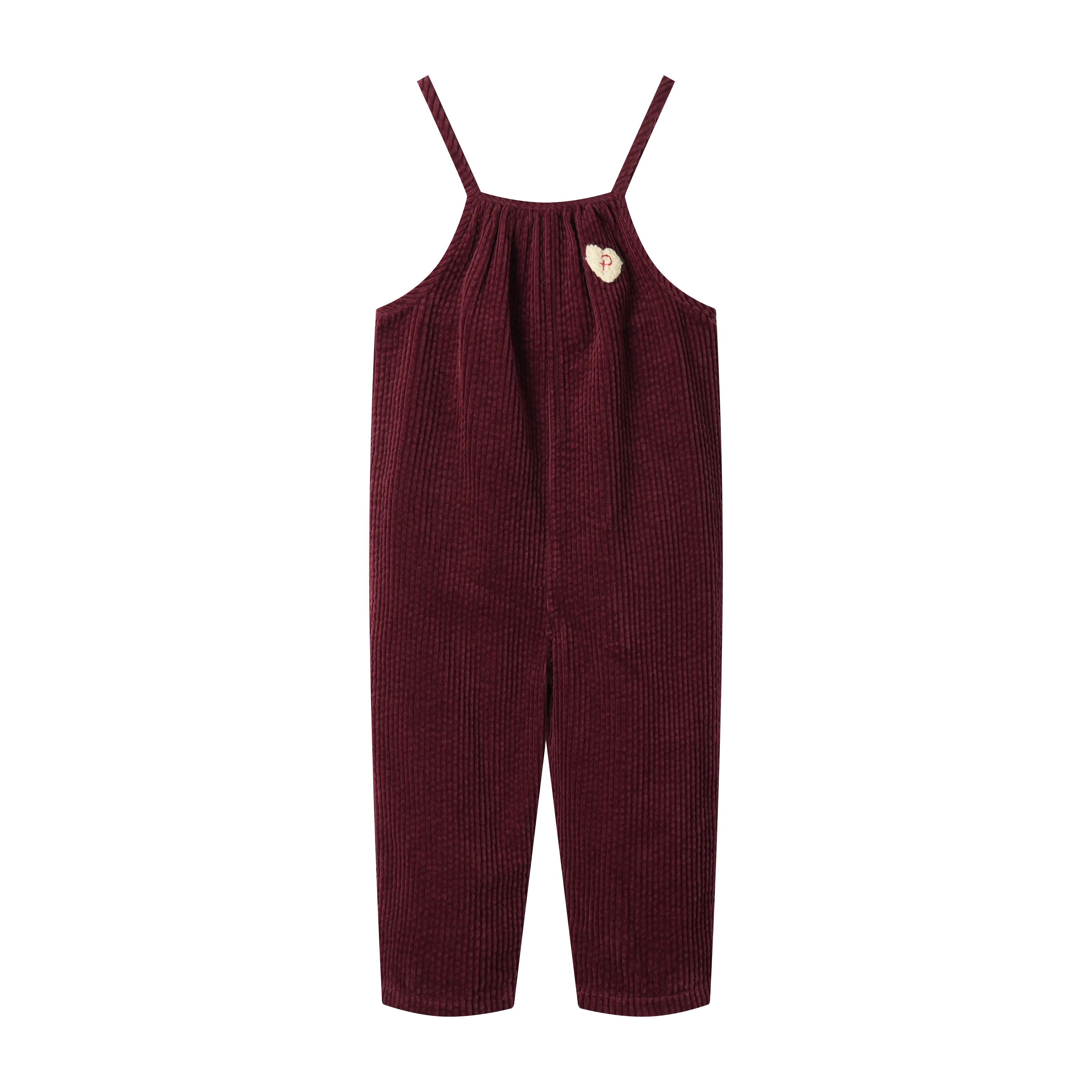 corduroy long romper - burgundy