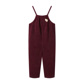 corduroy long romper - burgundy