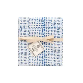 Cottage Block Print Tea Towel - Blue Dots