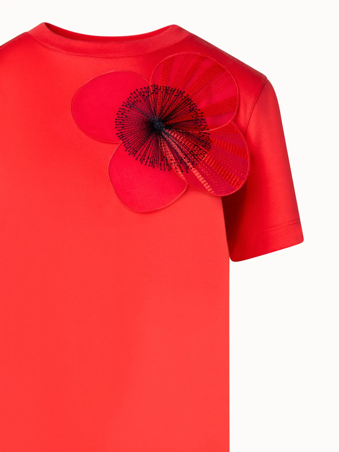 Cotton Jersey T-Shirt with Organza Poppy