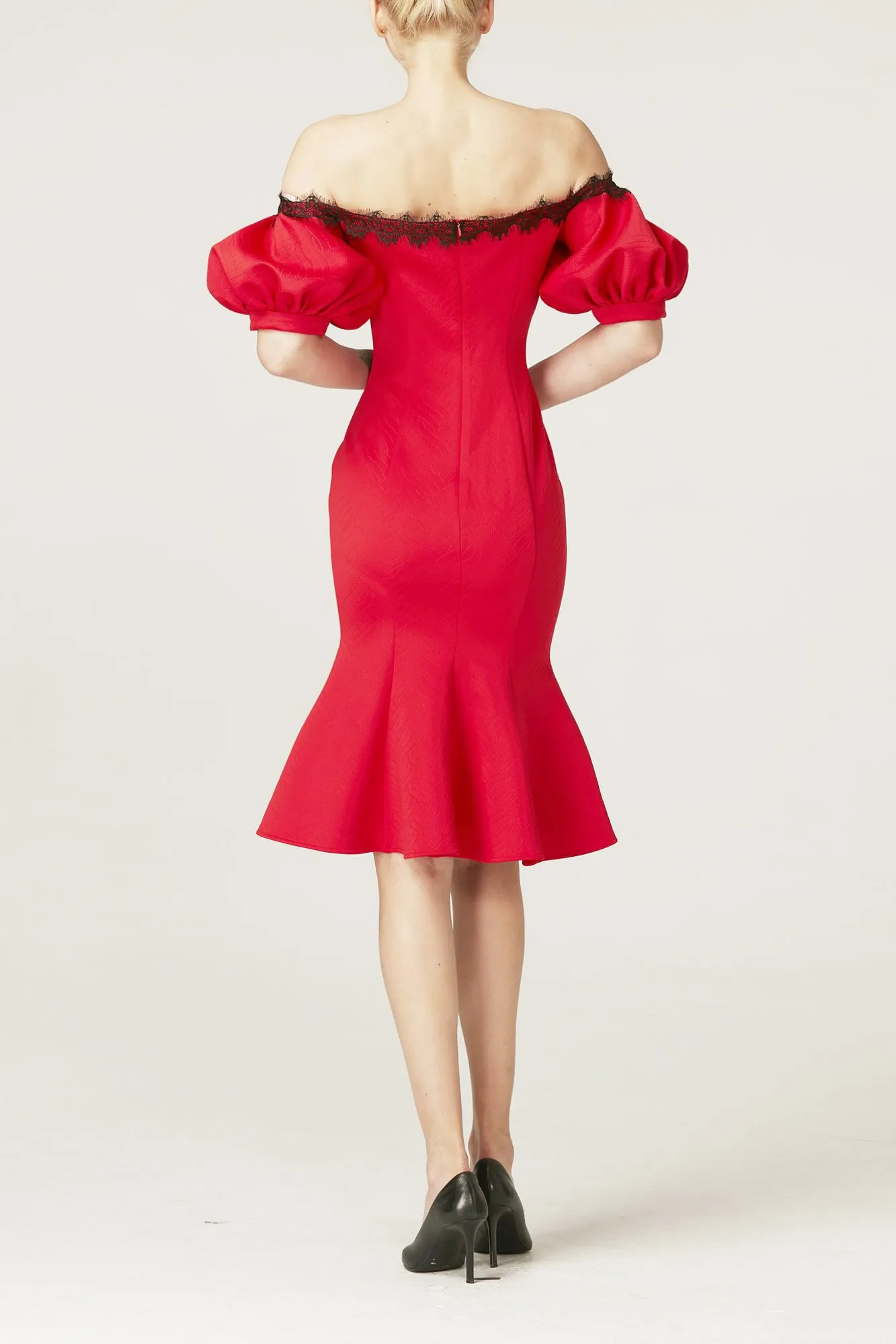 DL Forever Loved Scarlet Passion Trumpet Sleeves Gown