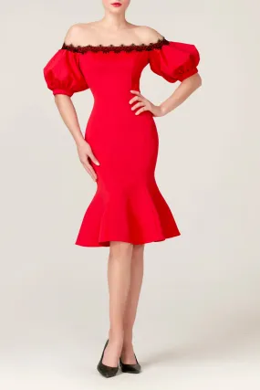 DL Forever Loved Scarlet Passion Trumpet Sleeves Gown