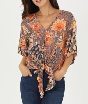 Draped Tie-Front Blouse