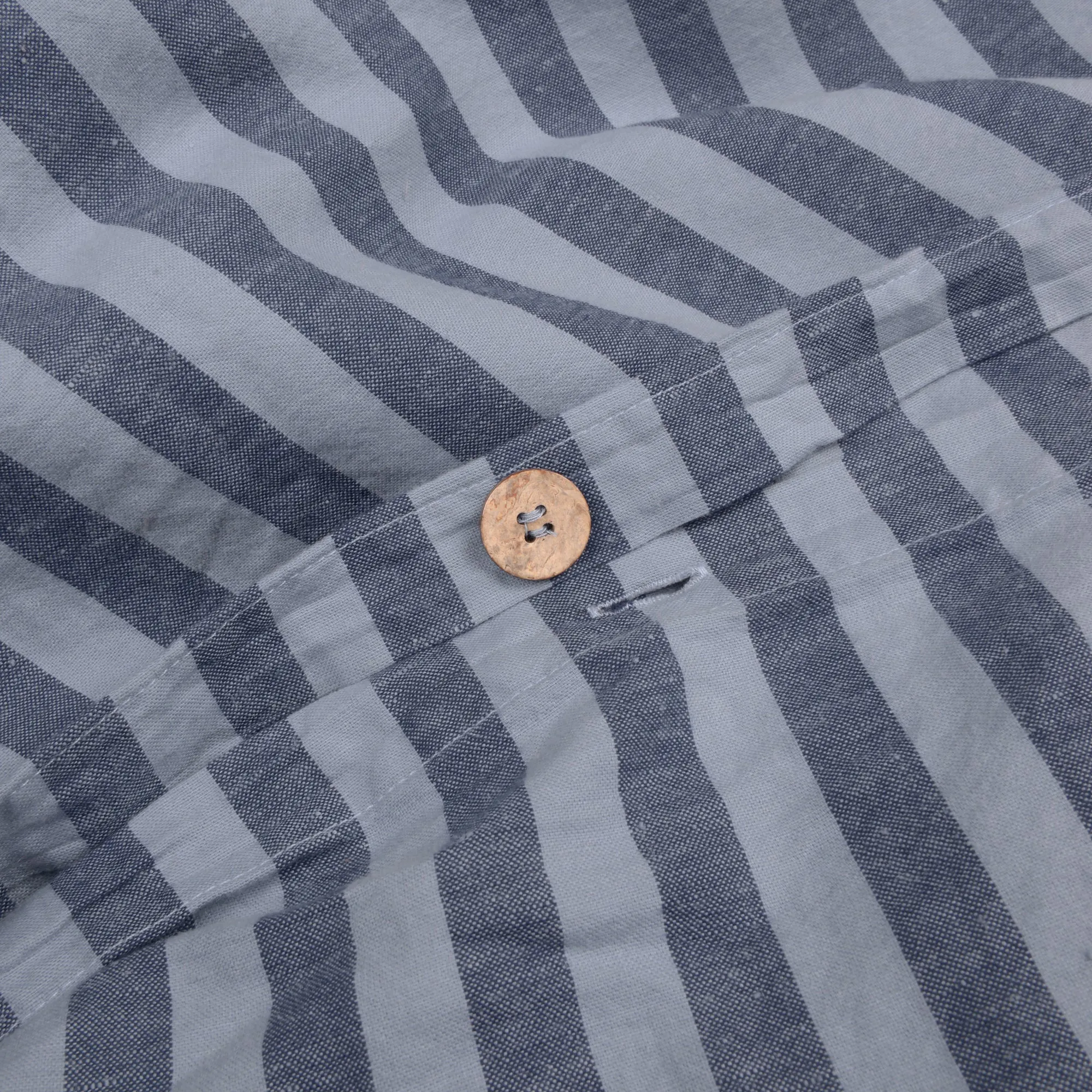 Dusty Blue Amberley Stripe Linen Blend Duvet Cover