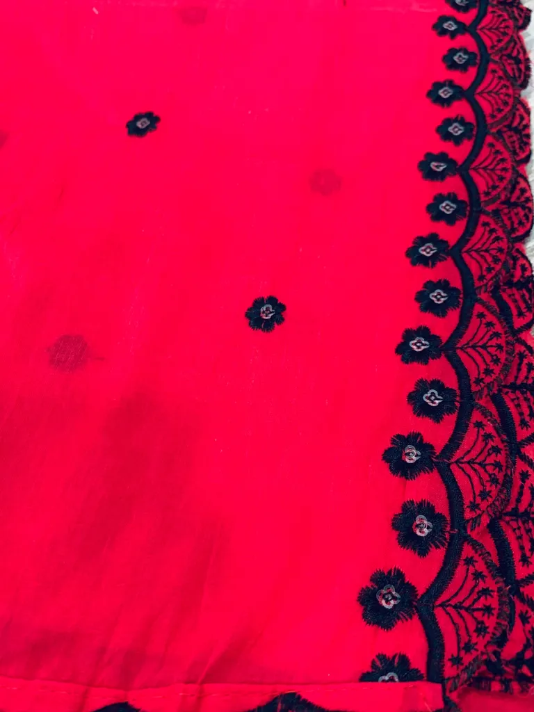 Embroidered Cherry Passion Dupatta