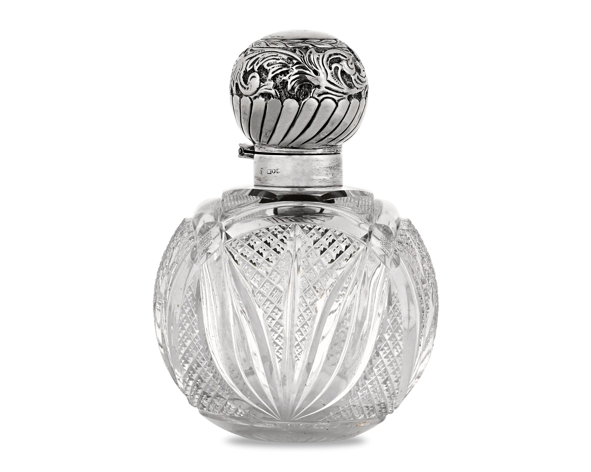 English Silver and Cut Glass Perfume Bottle