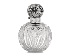 English Silver and Cut Glass Perfume Bottle