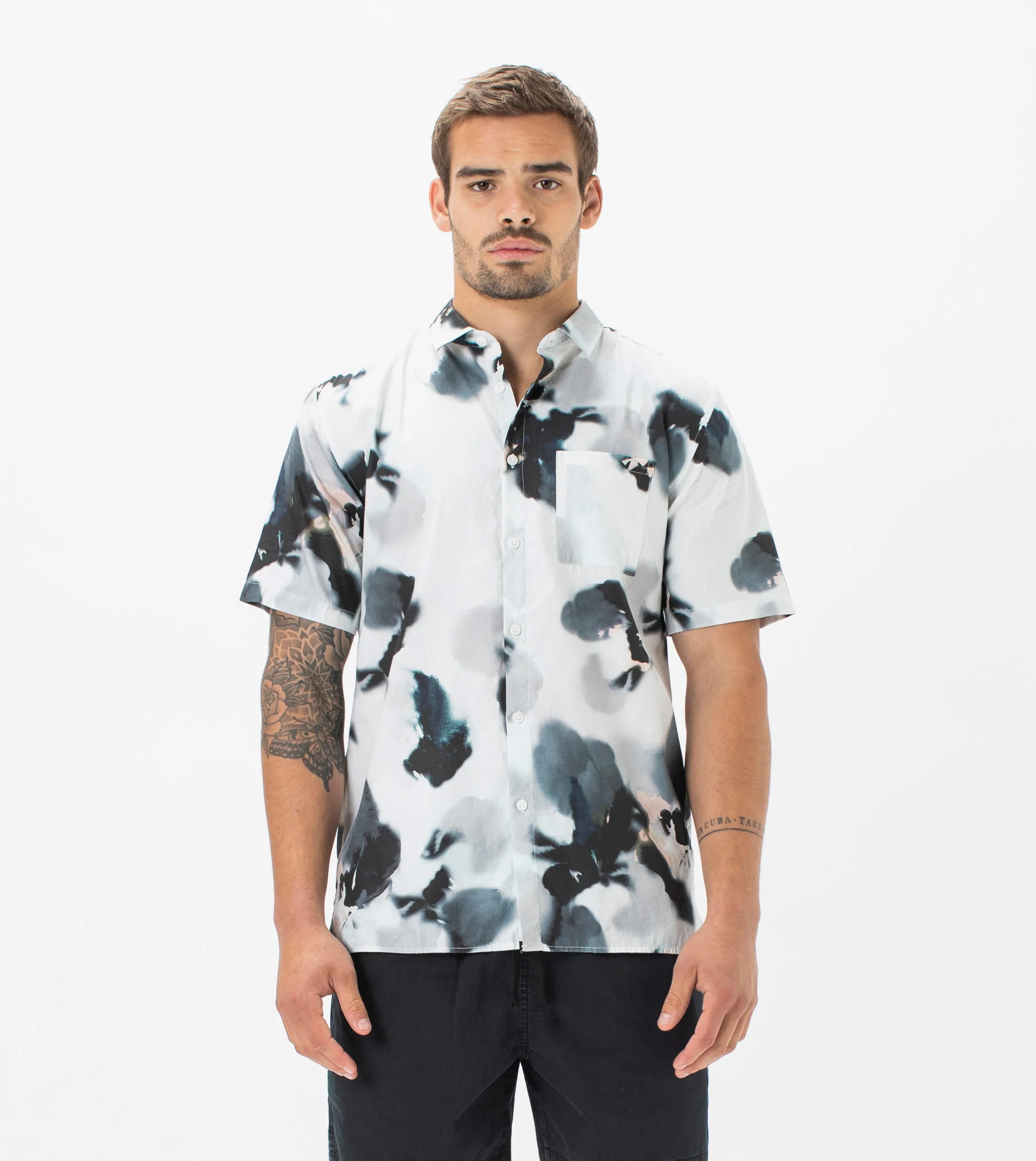 Floating Floral SS Shirt White