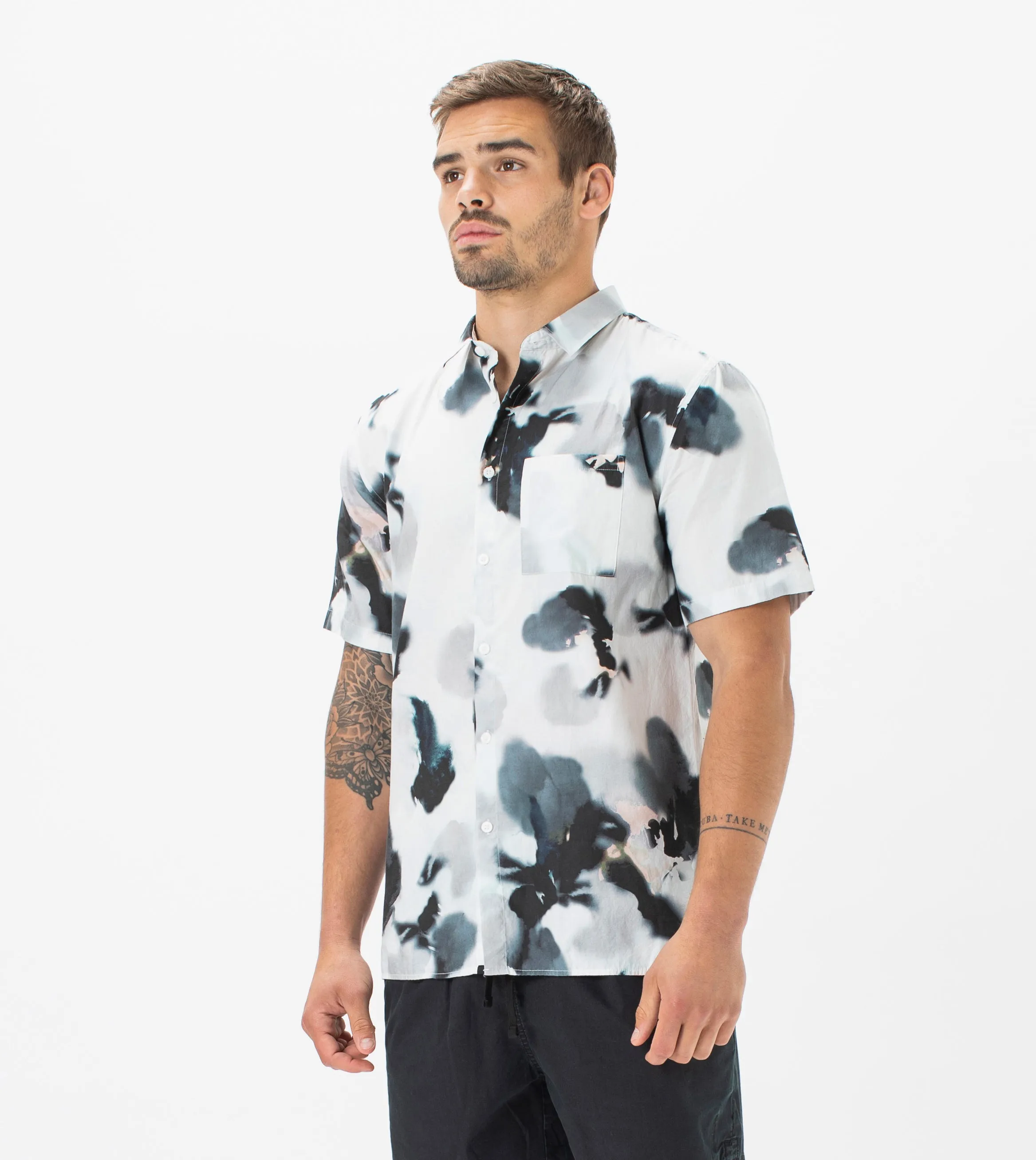 Floating Floral SS Shirt White