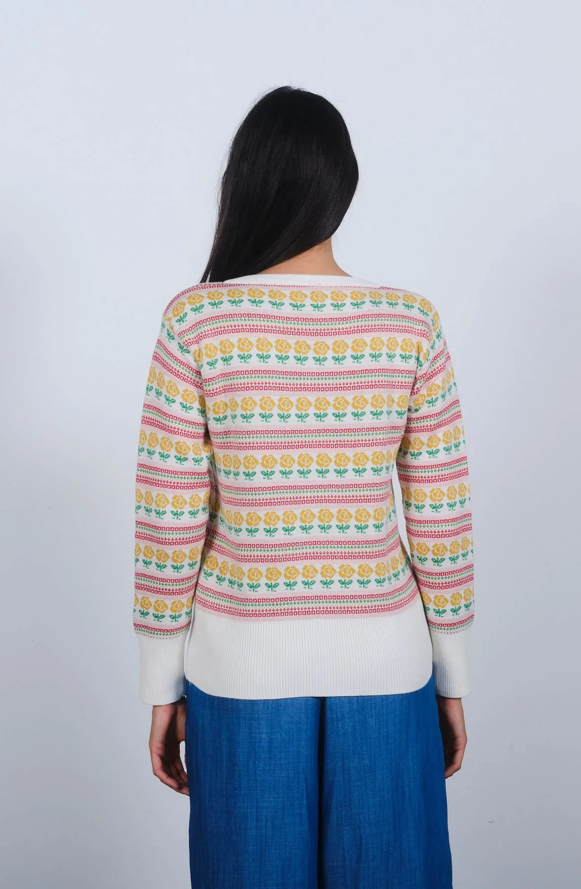 Floral Cardigan in Egret White