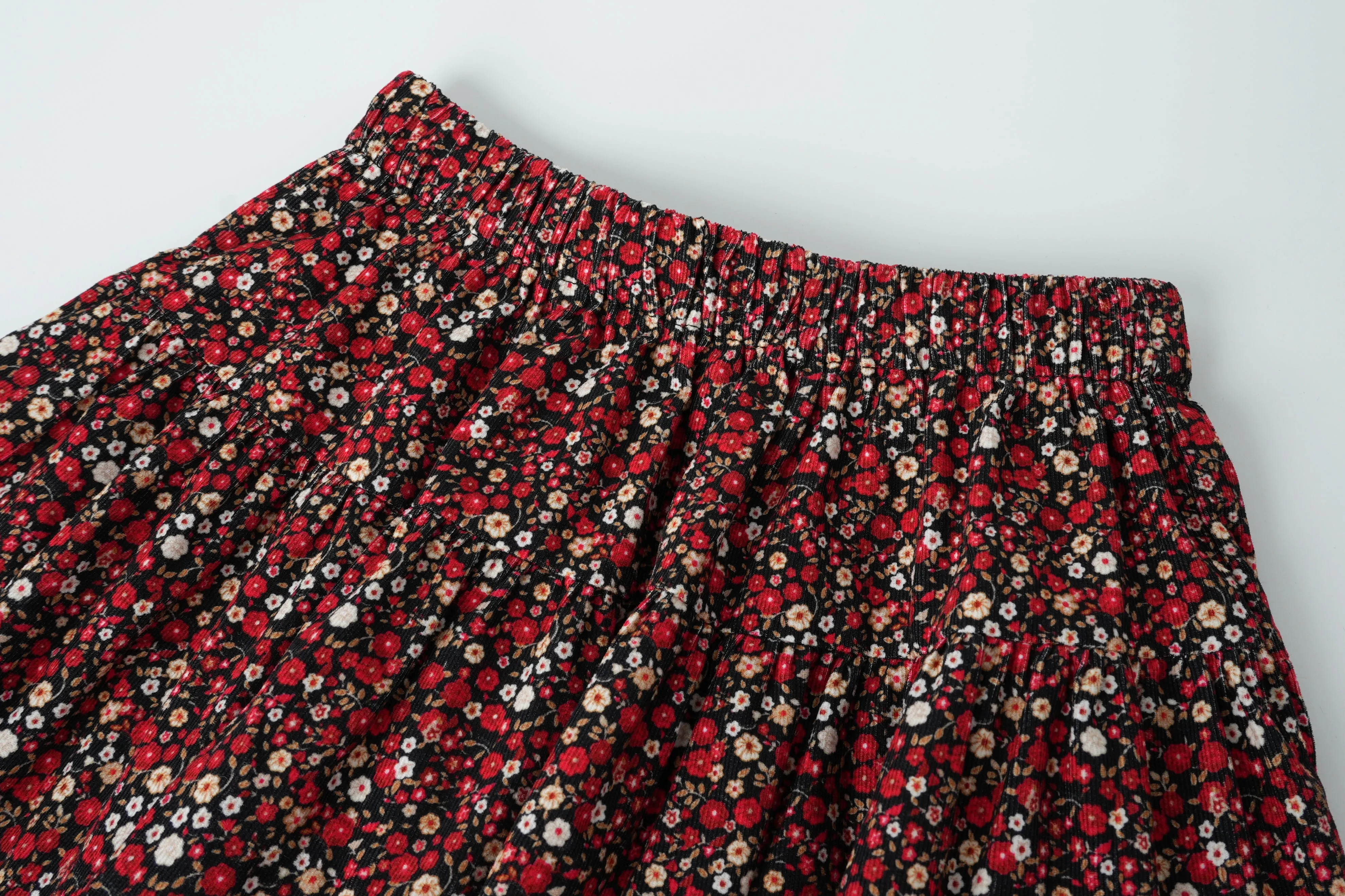 floral tiered skirt - dark floral