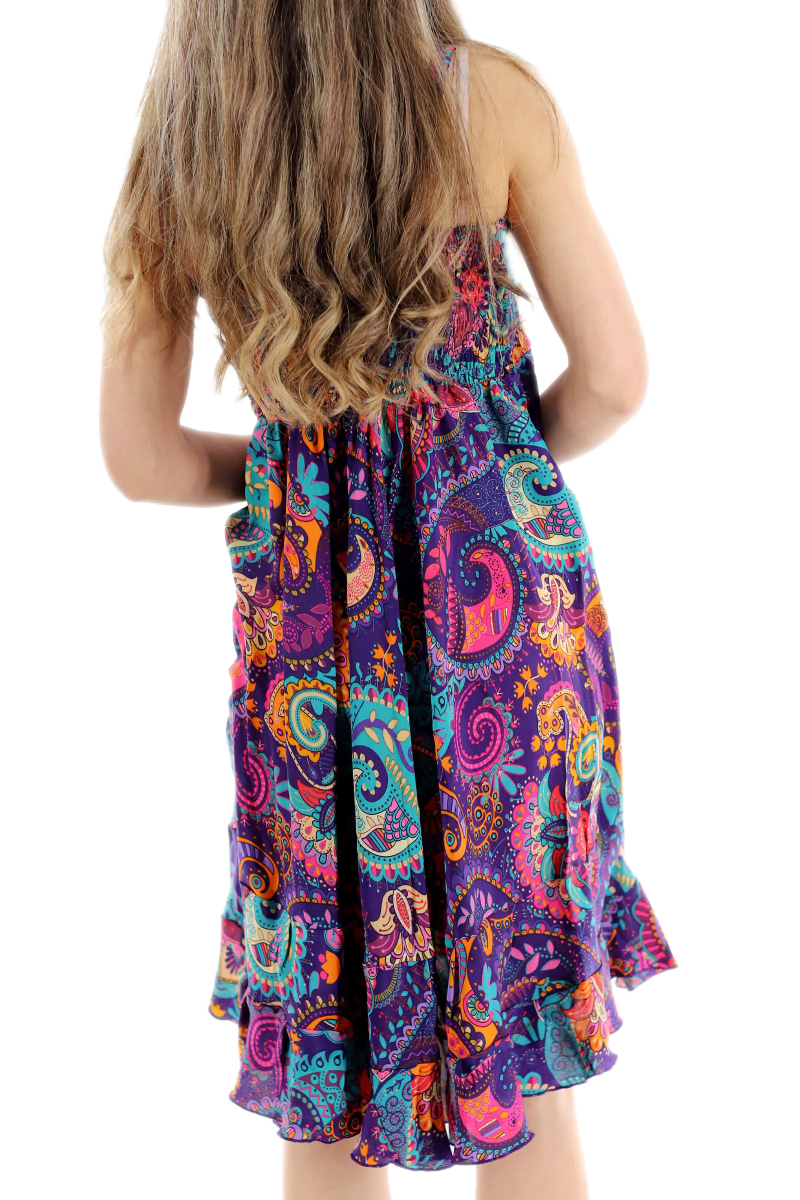 Flowy Floral "Daniela" Above knee dress in Purple Multi