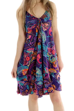 Flowy Floral "Daniela" Above knee dress in Purple Multi