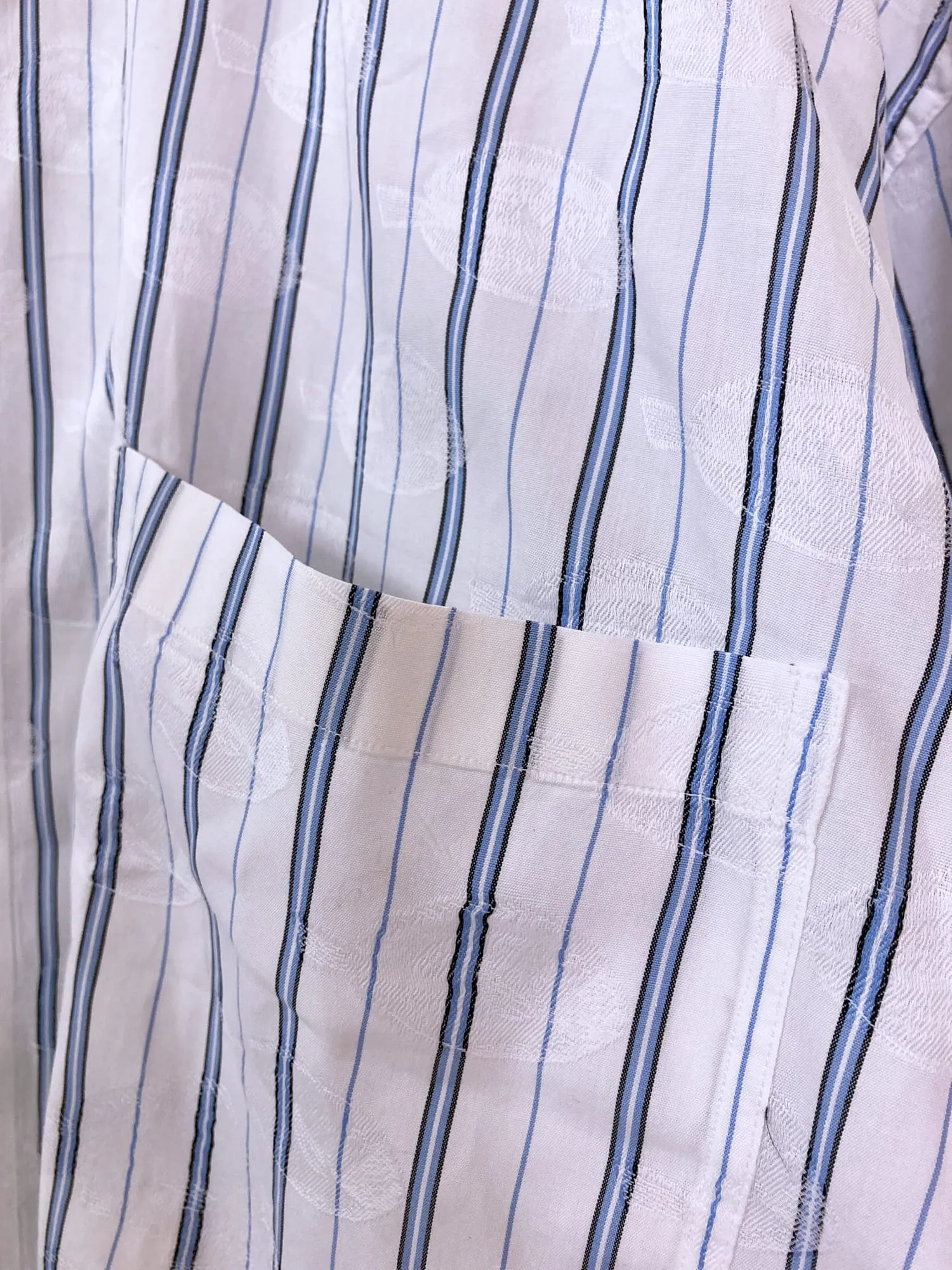 Gianni Versace 1980s white striped shirt with extremely subtle fish pattern