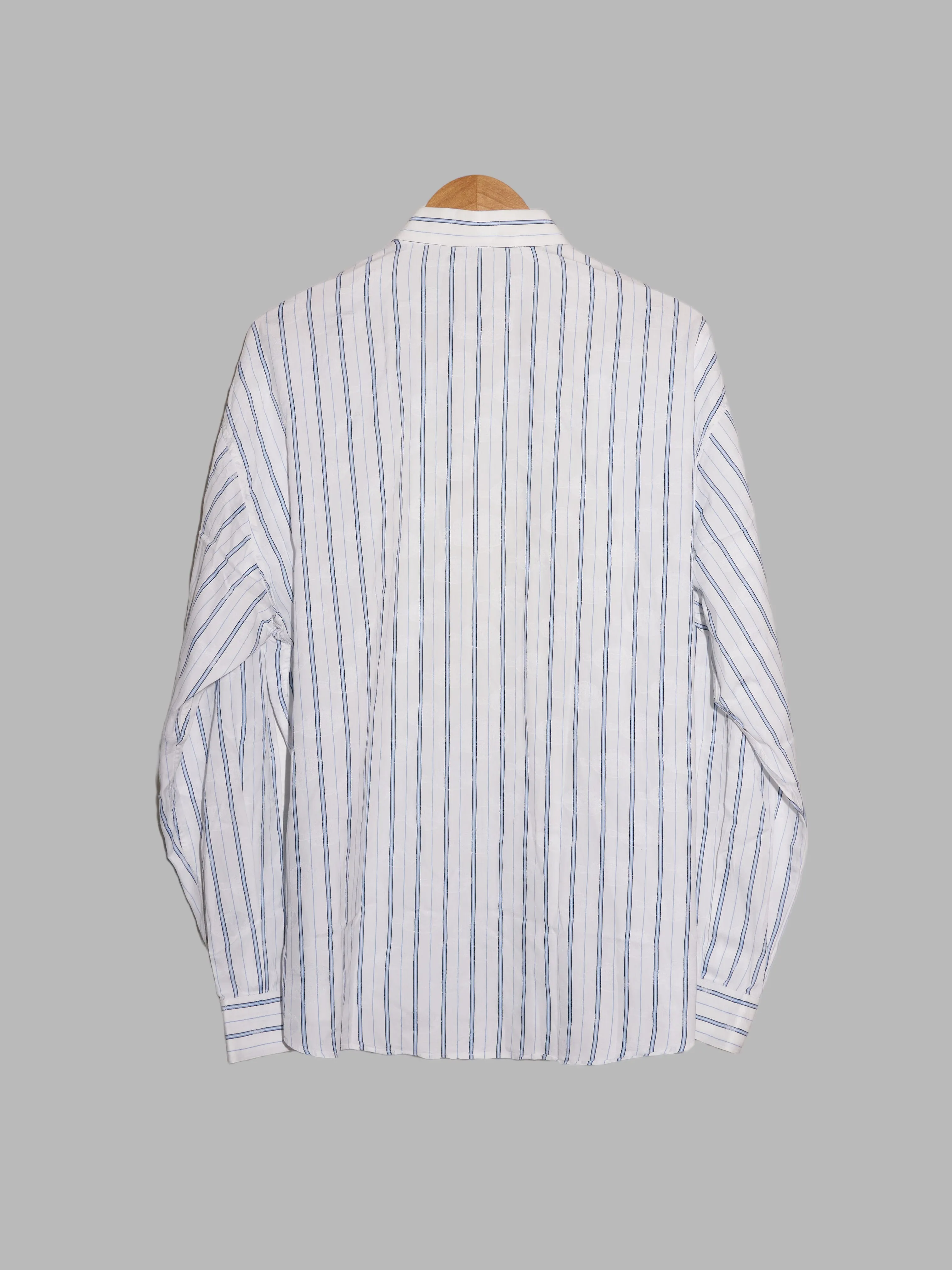 Gianni Versace 1980s white striped shirt with extremely subtle fish pattern