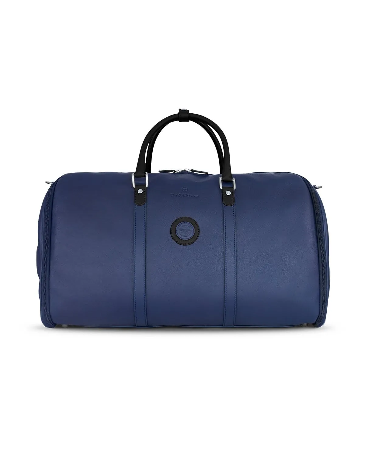 GLOBETROTTER - Full-grain Leather Weekender Garment Bag - Blue/Black