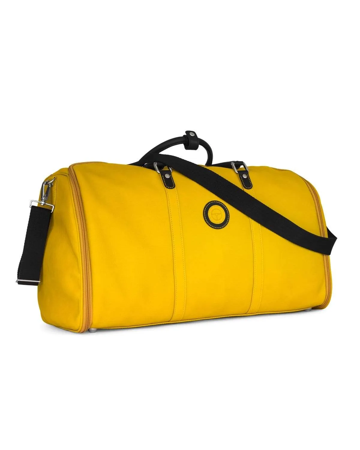 GLOBETROTTER - Full-grain Leather Weekender Garment Bag - Yellow/Black