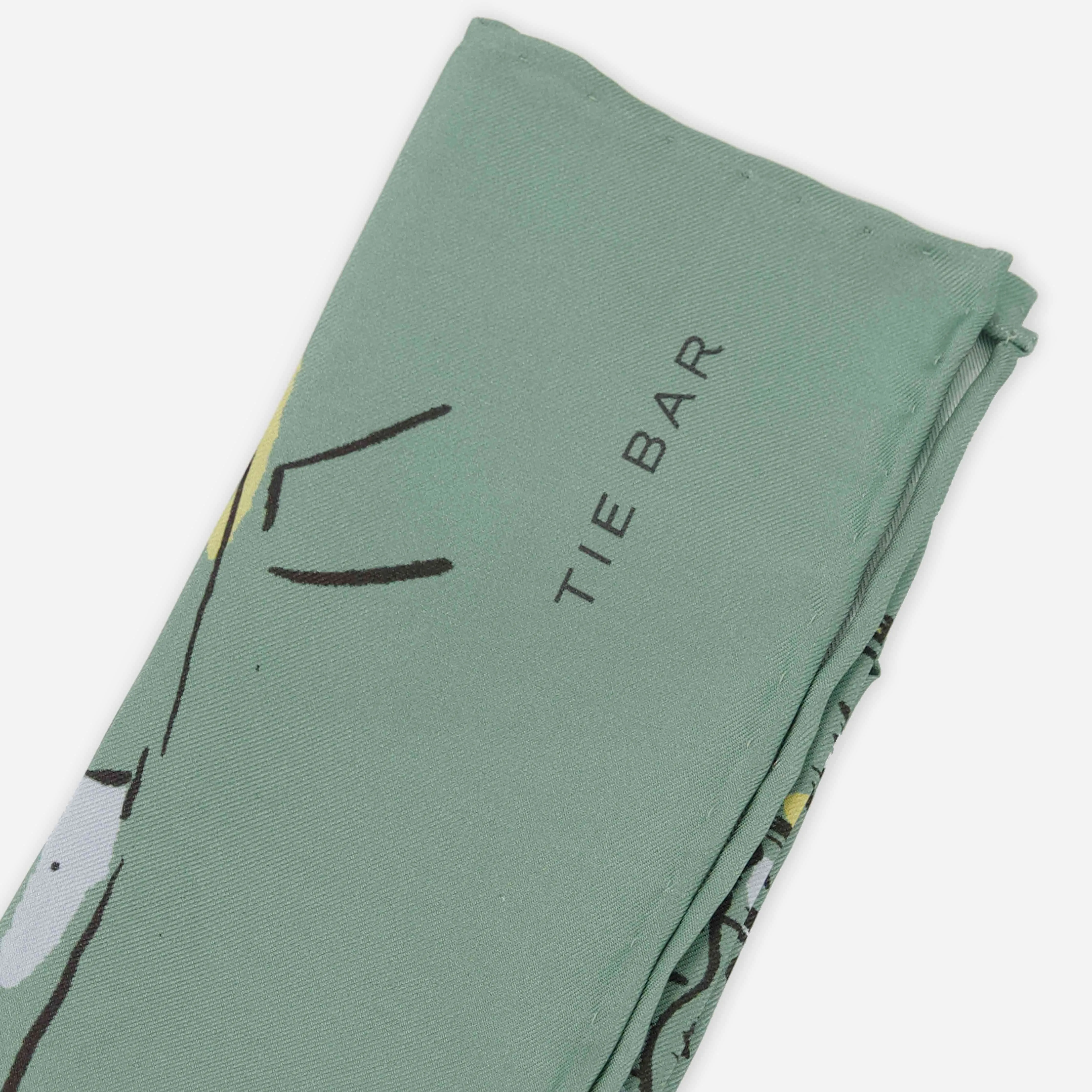 Hometown Chicago Cafe Scene Sage Green Pocket Square